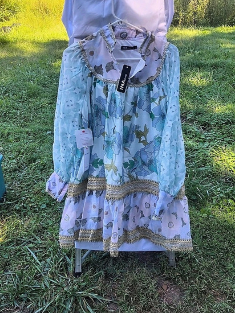 IN A Floral Maxi Dress in Blue & Green Size Small NWT